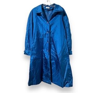 Vintage 80s The Totes Coat Bright Blue Rain Jacket Nylon Trench Women’s Size 4